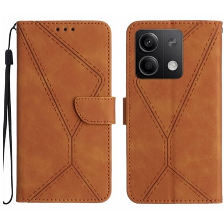 Чохол-книжка Stitching Embossed Leather для Xiaomi Redmi Note 13 4G Global - коричневий