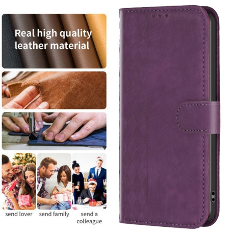 Чохол-книга Plaid Embossed Leather для Samsung Galaxy S23 FE 5G - фіолетовий