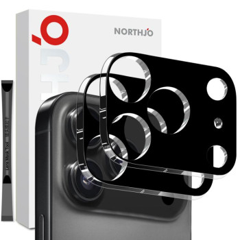 Комплект захисного скла на камеру 2pcs NORTHJO Camera Lens Protector 3D HD Tempered Glass на iPhone 17 Pro - чорний
