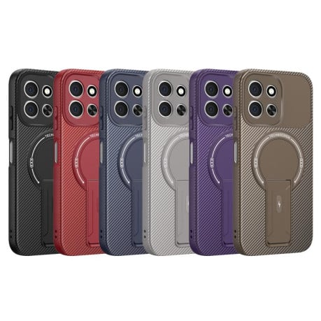 Противоударный чехол Carbon Fiber Texture (MagSafe) на Xiaomi Redmi 15C 5G / 4G EU 173mm - синий