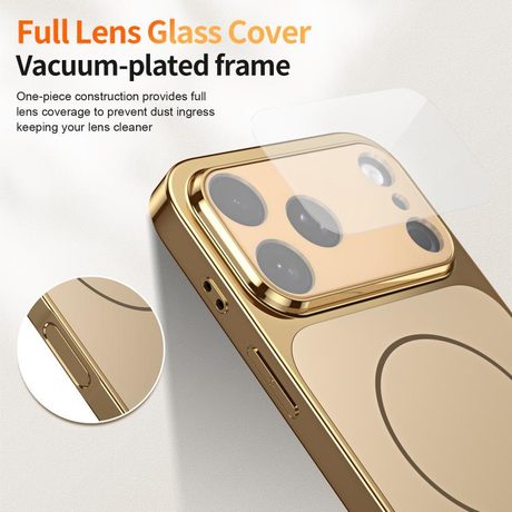 Чохол Corning Glass Plating Large Window MagSafe зі склом Corning і MagSafe для iPhone 16 Pro — золотий