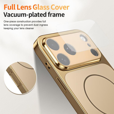 Чохол Corning Glass Plating Large Window MagSafe зі склом Corning і MagSafe для iPhone 17 Pro Max — золотий