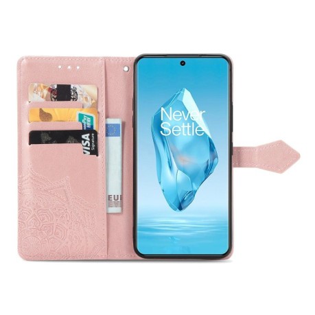 Чехол-книжка Mandala Embossing Pattern на OnePlus Ace 3 Pro - розовое золото