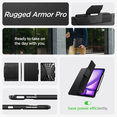 Оригинальный чехол Spigen Rugged Armor для iPad Air 13 2024 - Black