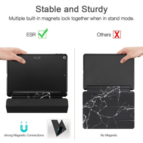 Чехол-книжка ESR Marble Series Three-folding Magnetic на iPad 9.7 (2018) / (2017)-черный мрамор