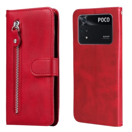 Чохол-книжка Fashion Calf Texture для Xiaomi Poco M4 Pro 4G - червоний