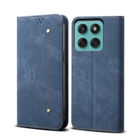 Чохол-книжка з джинсовою тканиною casual на Motorola Moto G86 5G - синій