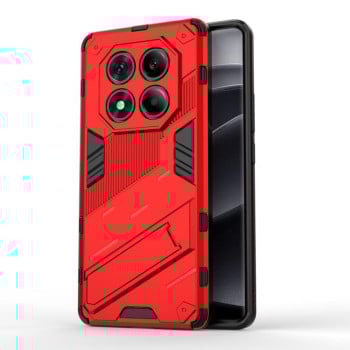 Противоударный чехол Punk Armor с подставкой на Redmi Note 14 Pro 4G Global - красный