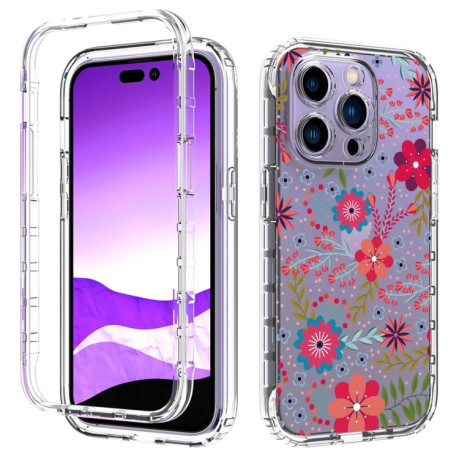 Противоударный чехол Transparent Painted для  iPhone 14 Pro - Small Floral