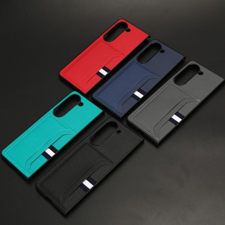 Протиударний чохол Litchi Texture Card Slots Samsung Galaxy Fold 5 - синій