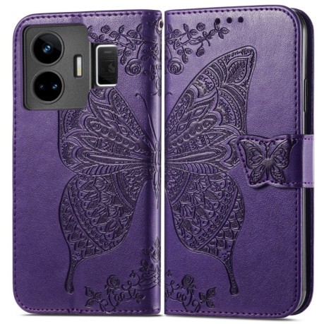 Чехол-книжка Butterfly Love Flower Embossed на Realme GT Neo 5 5G / GT3 5G - фиолетовый