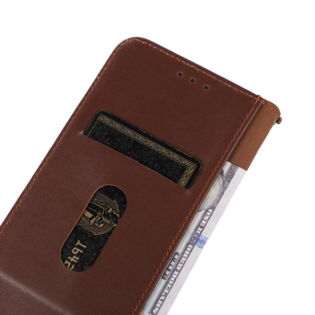 Кожаный чехол-книжка KHAZNEH Nappa Top Layer на Samsung Galaxy M53 5G - коричневый