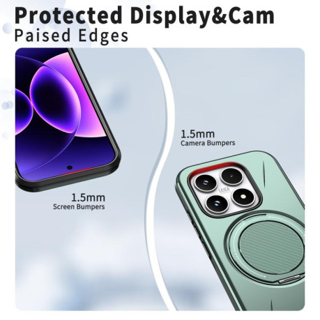 Чохол Metal Rotation Holder MagSafe TPU Hybrid PC з металевим поворотним тримачем і MagSafe для Xiaomi 17 — сіро-зелений