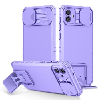 Противоударный чехол Stereoscopic Holder Sliding для Samsung Galaxy A04 4G - фиолетовый