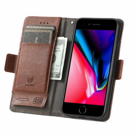 Чохол-книжка CaseNeo Splicing Dual Magnetic Buckle Leather для iPhone 16e - коричневий