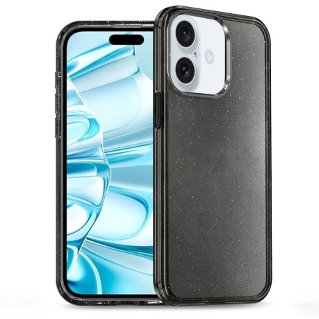 Ударозащитный чехол Glitter Powder TPU Hybrid PC на iPhone 16 - черный