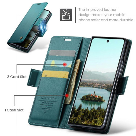 Чохол-книжка CaseMe 023 Butterfly Buckle Litchi RFID Anti-theft Leather для Samsung Galaxy Fold 7 - зелений