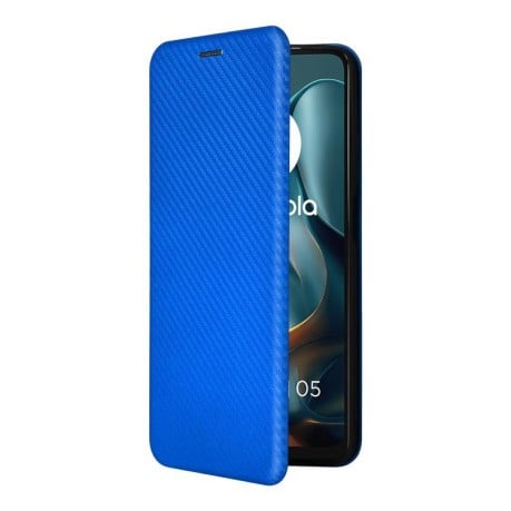 Чехол-книжка Carbon Fiber Texture на Motorola Moto G05 / E15 - синий