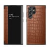 Чохол-книжка Crocodile Texture Display для Samsung Galaxy S22 Ultra 5G - коричневий