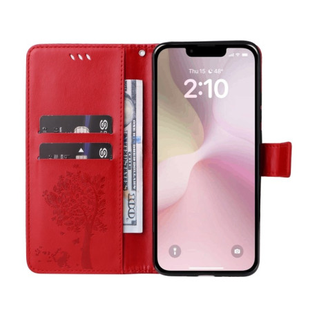 Чехол-книжка Happy Cat Pattern для iPhone 16e - красный