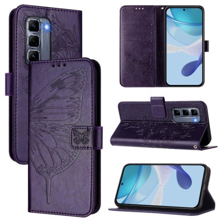 Чехол-книжка Embossed Butterfly для Infinix Hot 50 Pro+ 4G - фіолетовий