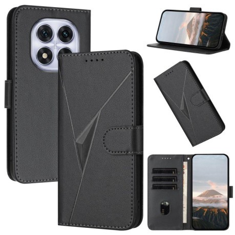 Чехол-книжка Triangle Pattern Buckle Clasp Leather на Xiaomi Redmi Note 14 Pro 4G - черный
