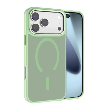Противоударный чехол Kalebol Metal Lens Frame MagSafe Frosted PC для iPhone 17 Pro - зеленый