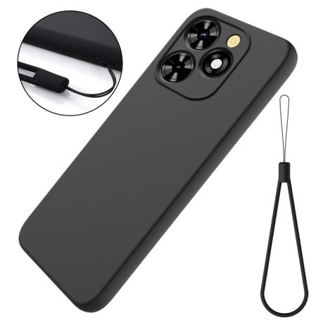 Силиконовый чехол Solid Color Liquid Silicone для Infinix Smart 10 HD / Tecno Pop 10C — чёрный