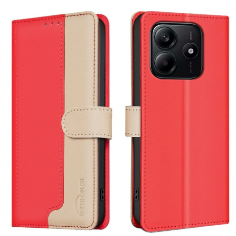 Чохол-книжка Color Matching RFID Anti-theft Leather для Xiaomi Redmi Note 14 5G/Poco M7 Pro 5G - червоний