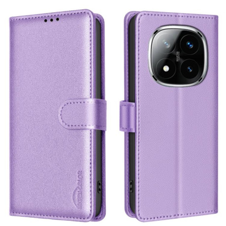 Чохол-книжка Litchi Texture RFID Anti-theft Leather для Xiaomi Redmi Note 14 Pro 4G - фіолетовий