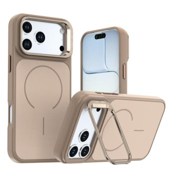 Чохол Bright Color Contrast Skin-feel Camera Bracket з MagSafe і підставкою біля камери на iPhone 18 Pro Max — піщано-золотистий