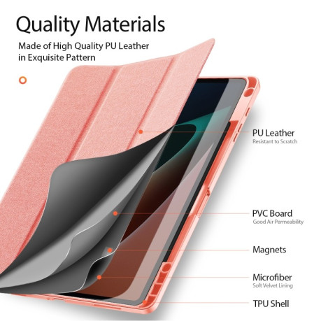 Протиударний чохол-книжка DUX DUCIS DOMO Series Xiaomi Pad 5 Pro / Pad 5 - рожевий
