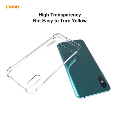 Защитный чехол ENKAY Clear + стекло 0.26mm 9H 3D Full Glue на Xiaomi Redmi 9A - прозрачный