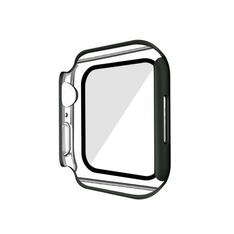 Противоударная накладка с защитным стеклом Electroplating Matte для Apple Watch Series 8 / 7 45mm - зеленая