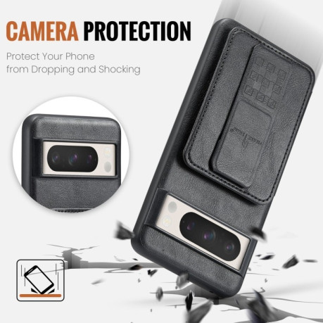 Чехол Fierre Shann Oil Wax Cow Leather Card Holder на Google Pixel 8a  - черный