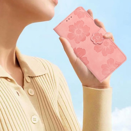 Чохол-книжка Flower Embossing Pattern для Xiaomi Redmi Note 14 4G - рожевий