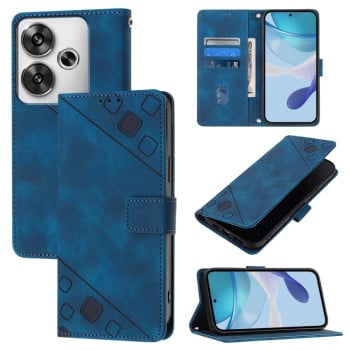 Чехол-книжка Skin-feel Embossed для Xiaomi Poco F6 5G - синий
