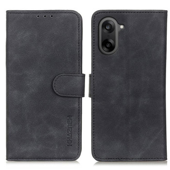 Чехол-книжка KHAZNEH с матовой фактурой Cowhide и магнитным хлястиком на OnePlus Nord CE5 / Ace 5 Racing — черный