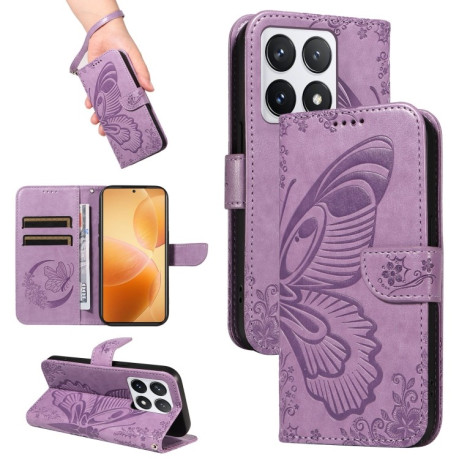 Чохол-книжка Swallowtail Butterfly Embossed Leather для Xiaomi 14T Pro - фіолетовий