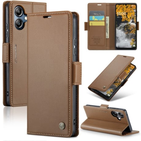 Чехол-книжка CaseMe 023 Butterfly Buckle Litchi Texture RFID Anti-theft Leather на Samsung Galaxy A07 / A06 - коричневый