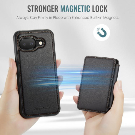 Чехол JEEHOOD J05 Business Magnetic Style RFID Leather для Google Pixel 9a - черный