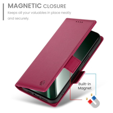 Чехол-книжка Side Buckle Magnetic Frosted Leather для Realme GT 6 Global/ Realme GT 6 4G - винно-красный