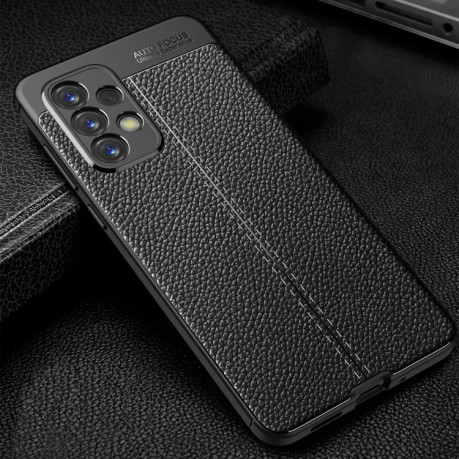 Противоударный чехол Litchi Texture на Samsung Galaxy A73 5G - черный