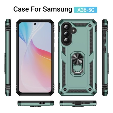 Противоударный чехол HMC 360 Degree Rotating Holder на Samsung Galaxy A36 5G - зеленый