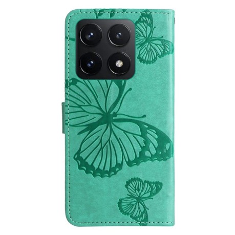 Чохол-книжка Embossed Butterfly для Xiaomi 14T - зелений