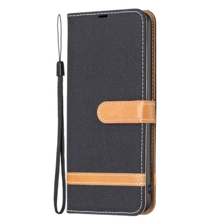 Чехол-книжка Color Matching Denim Texture на Samsung Galaxy S25 5G - черный