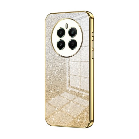 Ударозащитный чехол Gradient Glitter Powder Electroplated на Realme 12+ - золотой