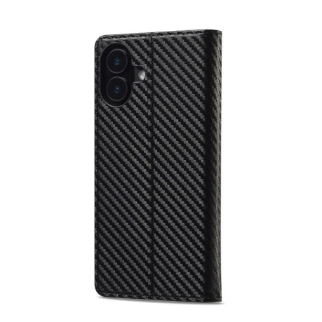 Чехол-книжка LC.IMEEKE Carbon Fiber для iPhone 16 - Black
