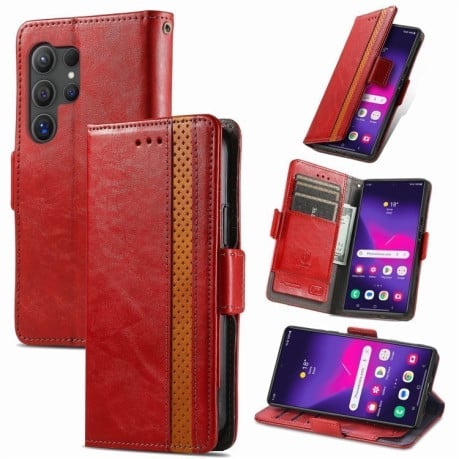 Чехол-книжка Dual-side Magnetic Buckle для Samsung Galaxy S25 Ultra 5G - красный