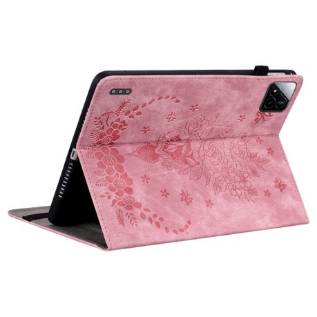 Чехол-книжка Butterfly Rose Embossed для Xiaomi Pad 7 / Pad 7 Pro - розовый